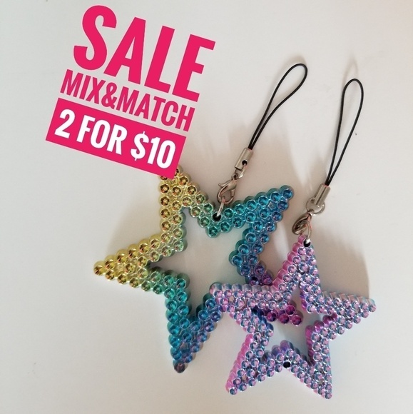 Brand New Set of 2 Star Shaped Phone Chain - Picture 1 of 2